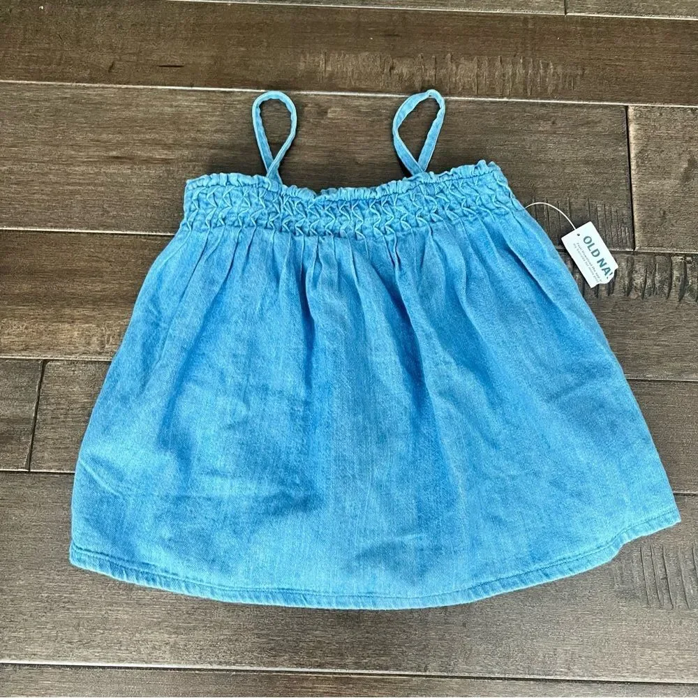 Old Navy Blue Denim Chambray Top Tank Spaghetti Strap Cami 4T